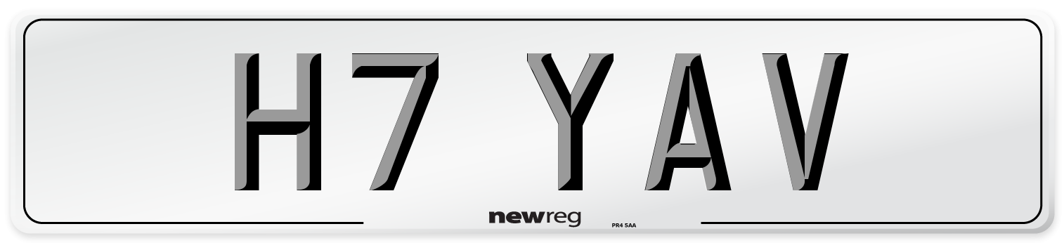 H7 YAV Number Plate from New Reg